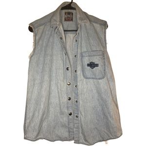 Harley Davidson denim cut-off vest